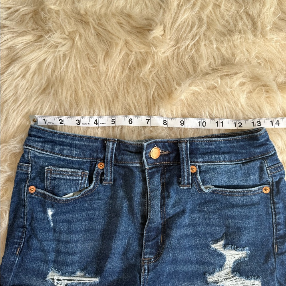 Universal Thread High Rise Midi Distressed Jean Shorts - Picture 7 of 11